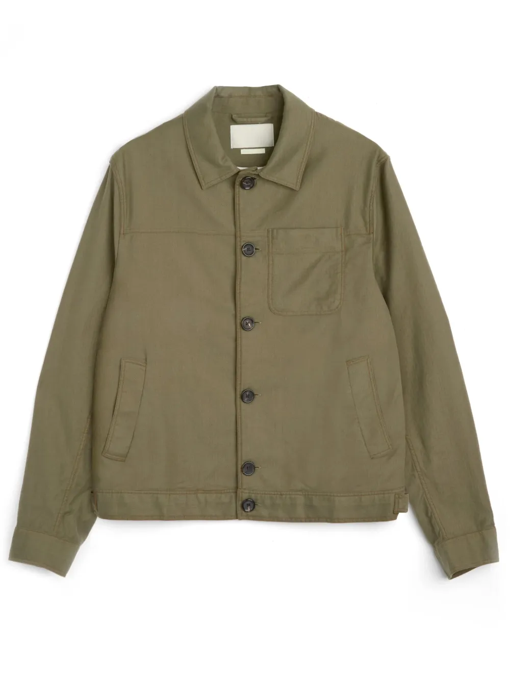 Green Unlined Linen-Cotton Trucker Jacket