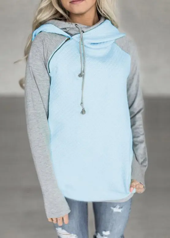 Matching color long sleeve zipper Tops