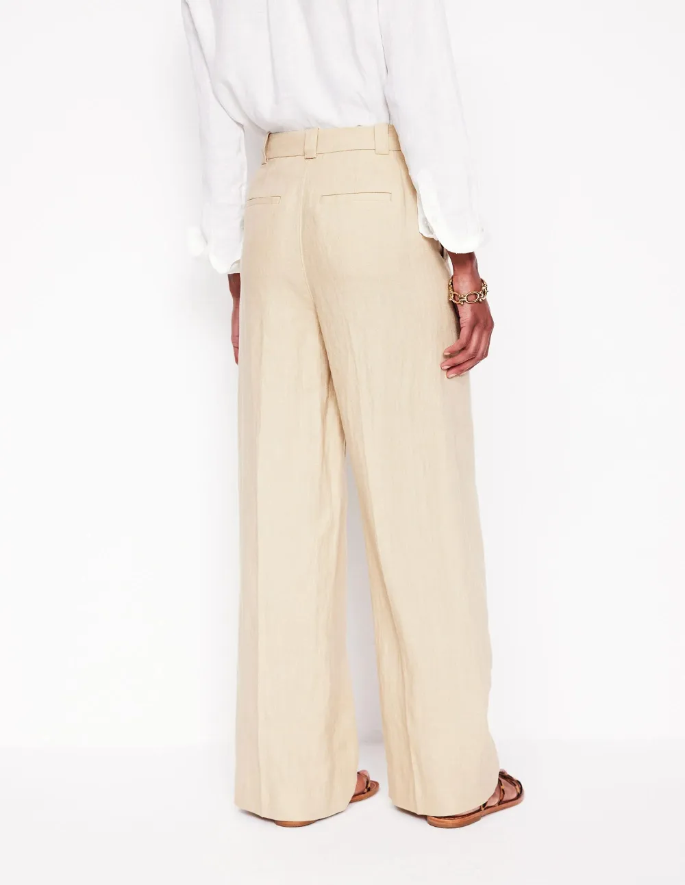 Oatmeal - Colored Wide - Leg Trousers