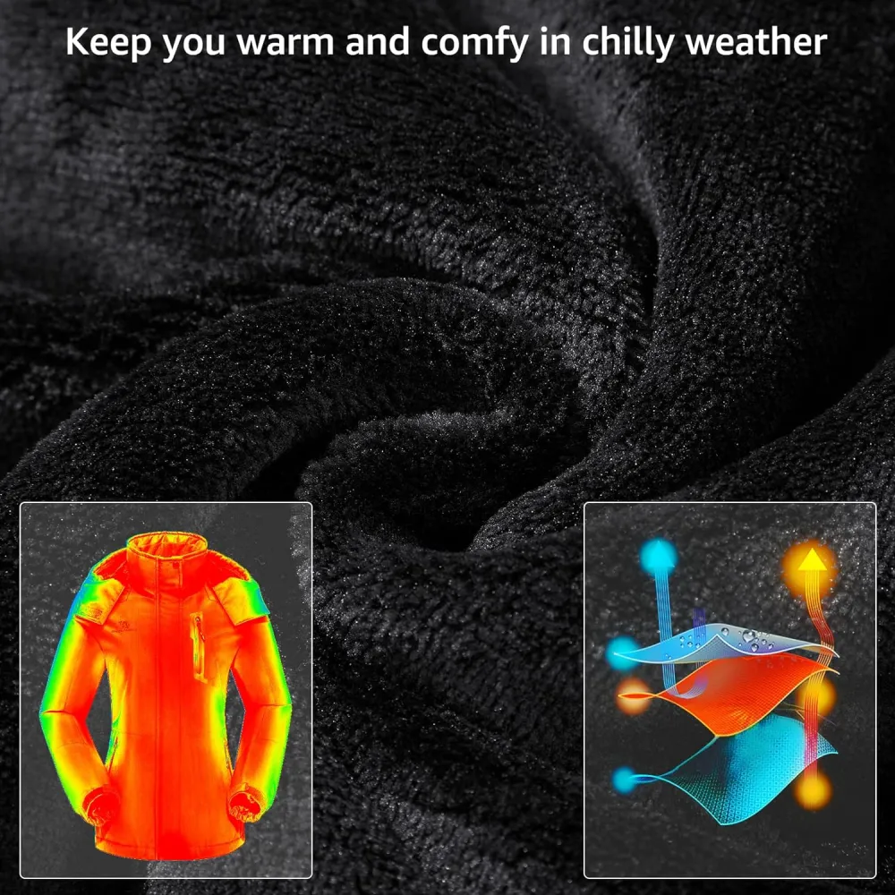 Women's Waterproof Mountain Ski Snow Jacket with Fleece Outdoor Windproof Raincoat Hooded for Fall and Winter