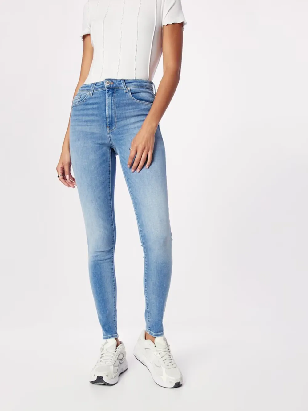 Light Blue Mid-Waist Casual Style Jeans