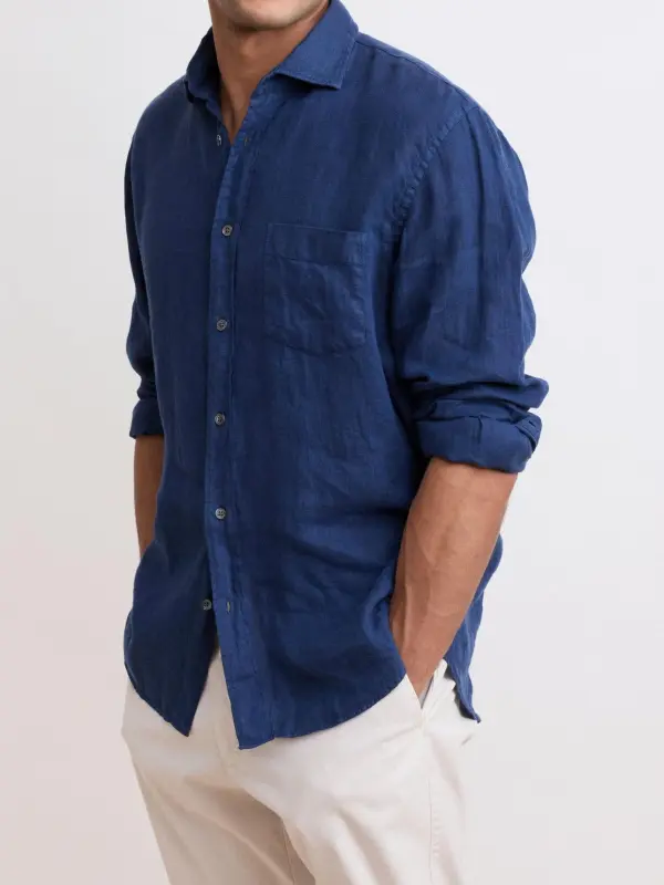 Casual Soft And Comfortable Daily Dark Blue Shirt