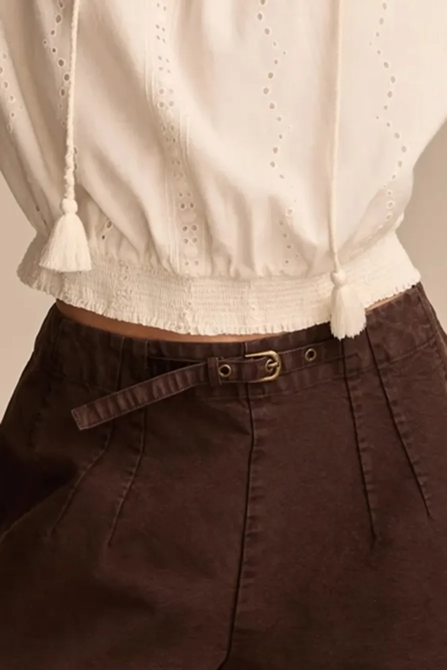 Tofu Smocked Hem Blouse