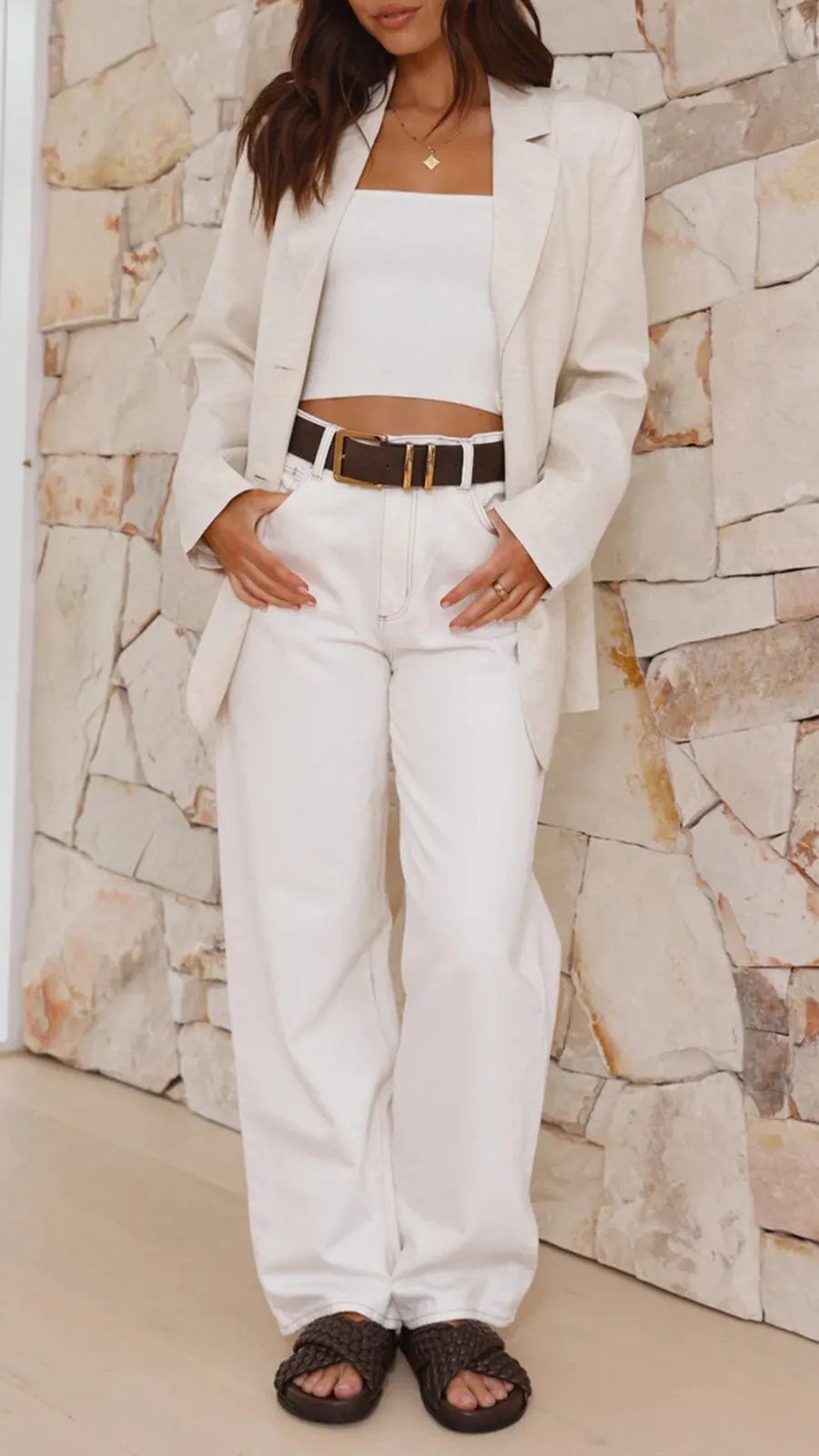 Simple Beige Suit Jacket