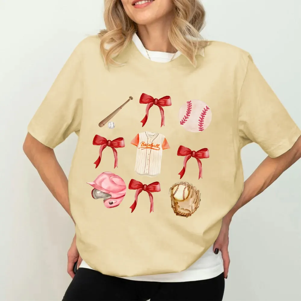 Baseball Season Printed Round Neck Short Sleeve T-Shirt