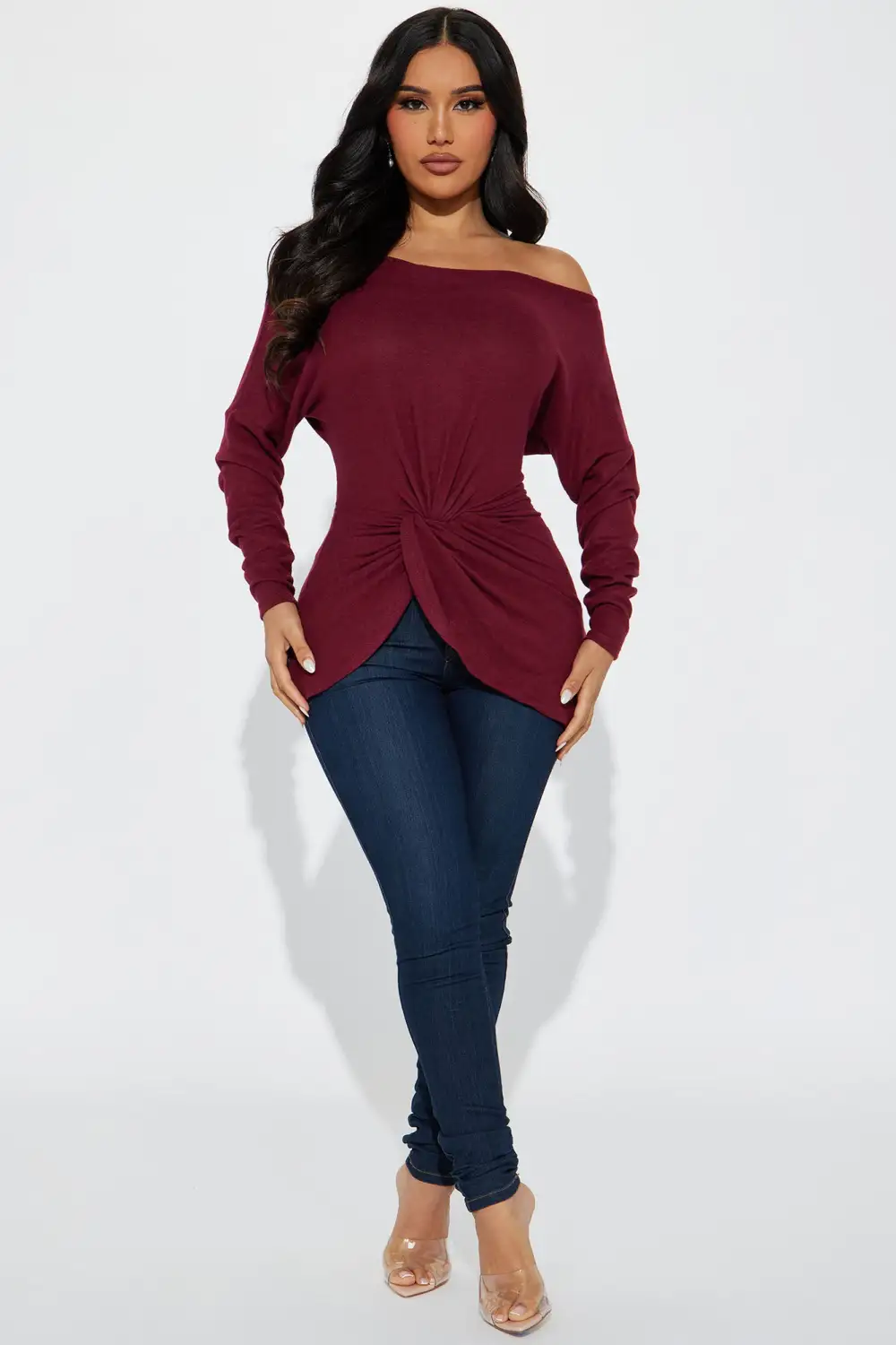 Simply Flawless Off Shoulder Top - Wine