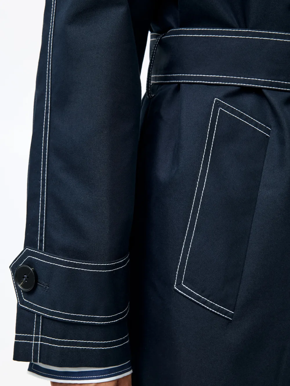 Long Waist Denim Lapel Jacket