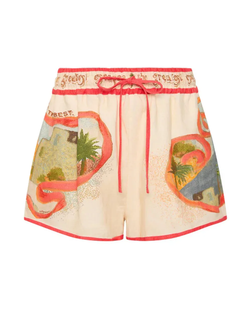 Casual Style Multi Escape Drawstring Short