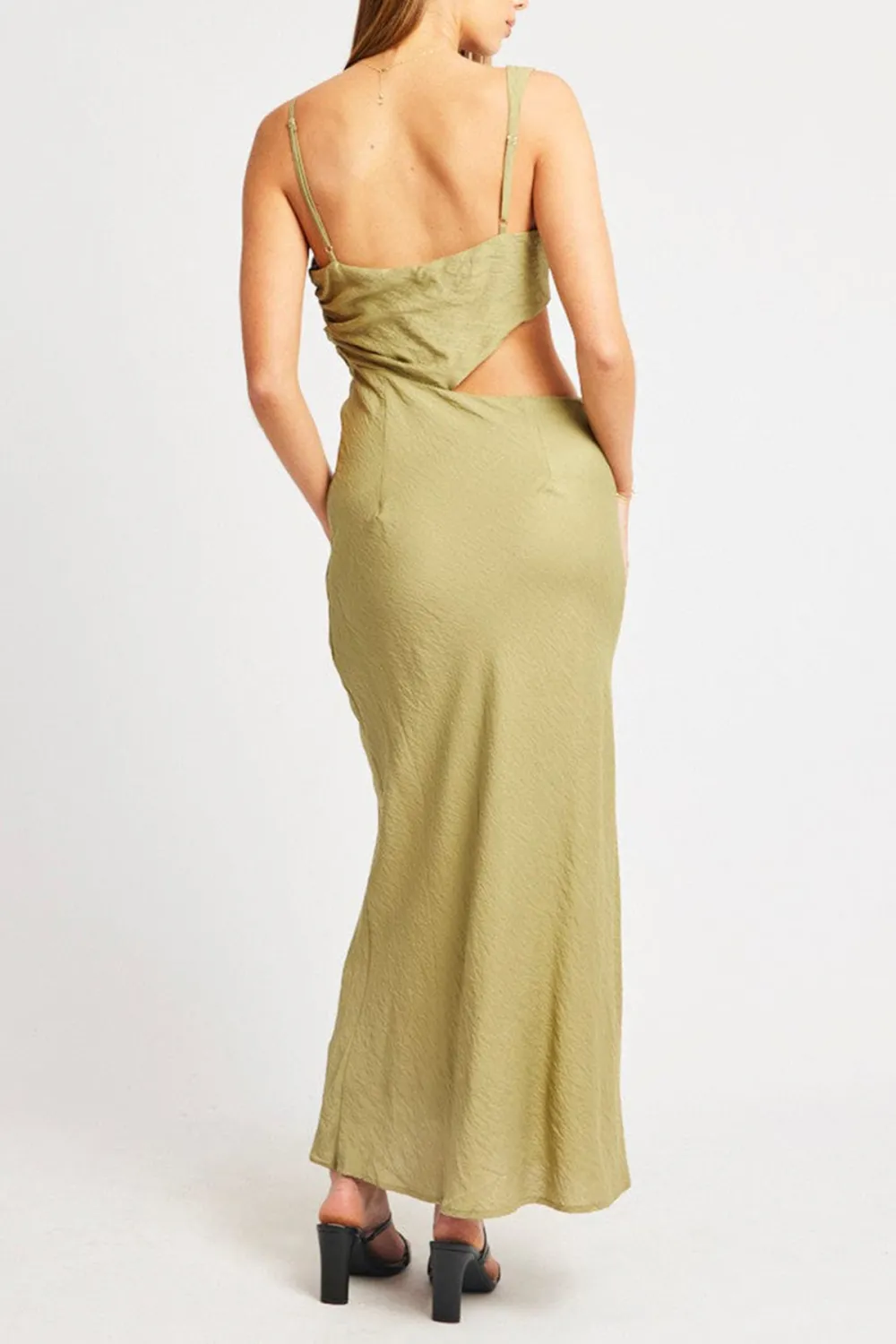 Green Maxi Dress Cut Out Detail