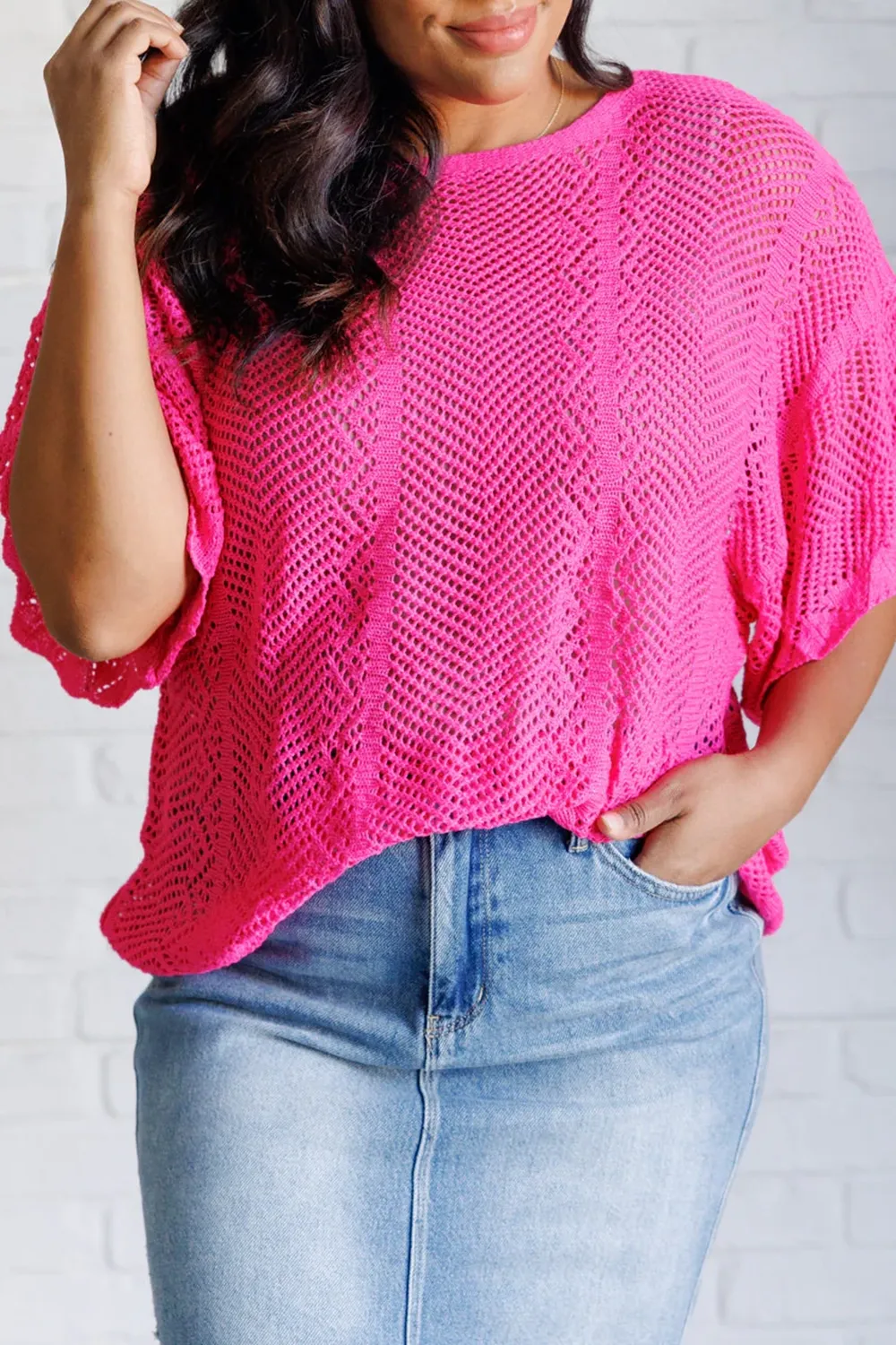 Classic Pink Simple Temperament Knitted Top