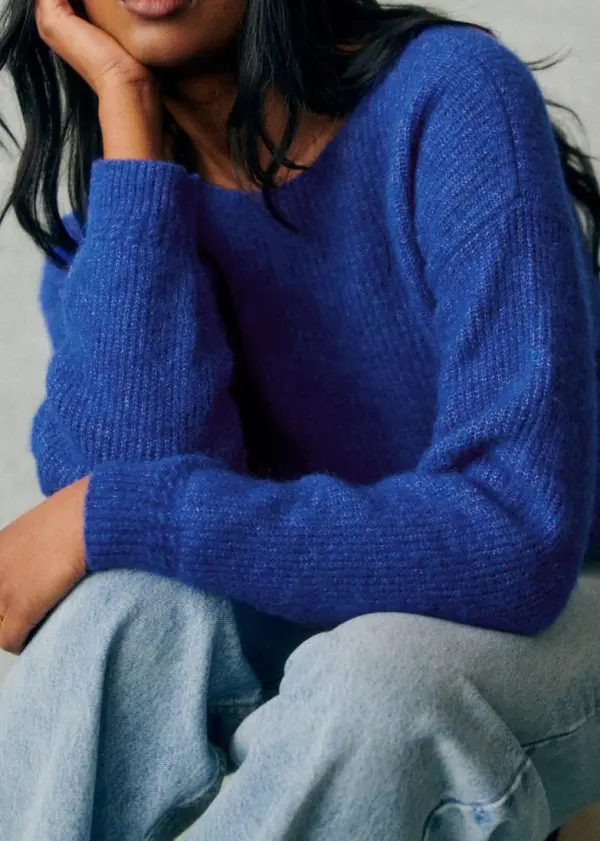 Solid Color Long Aleeve Loose Alpaca Sweater