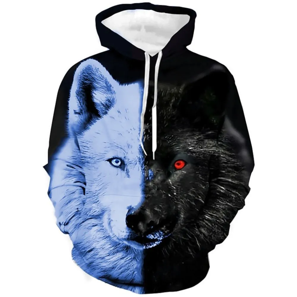 3D Graphic Printed Hoodies Wolf