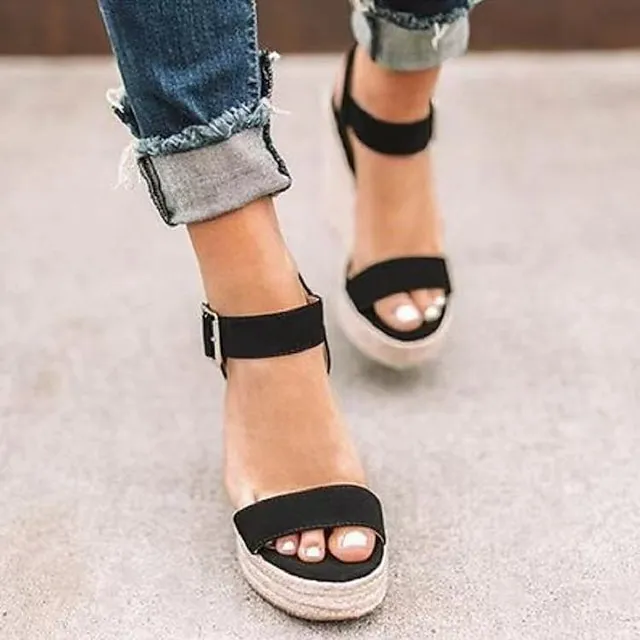Women's Sandals Wedge Sandals Espadrilles Ankle Strap Sandals Daily Beach Summer Wedge Heel Sexy Casual PU Synthetics Ankle Strap Solid Color Black White Brown