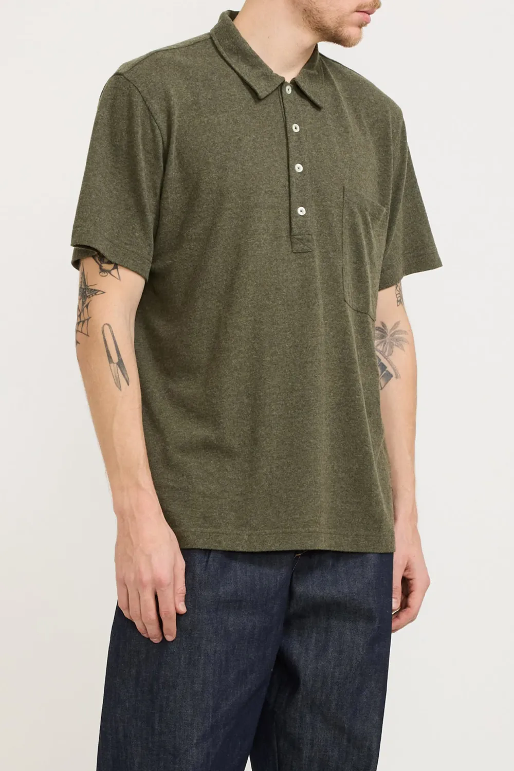 Pullover Shirt Olive Recycled Wool Mix