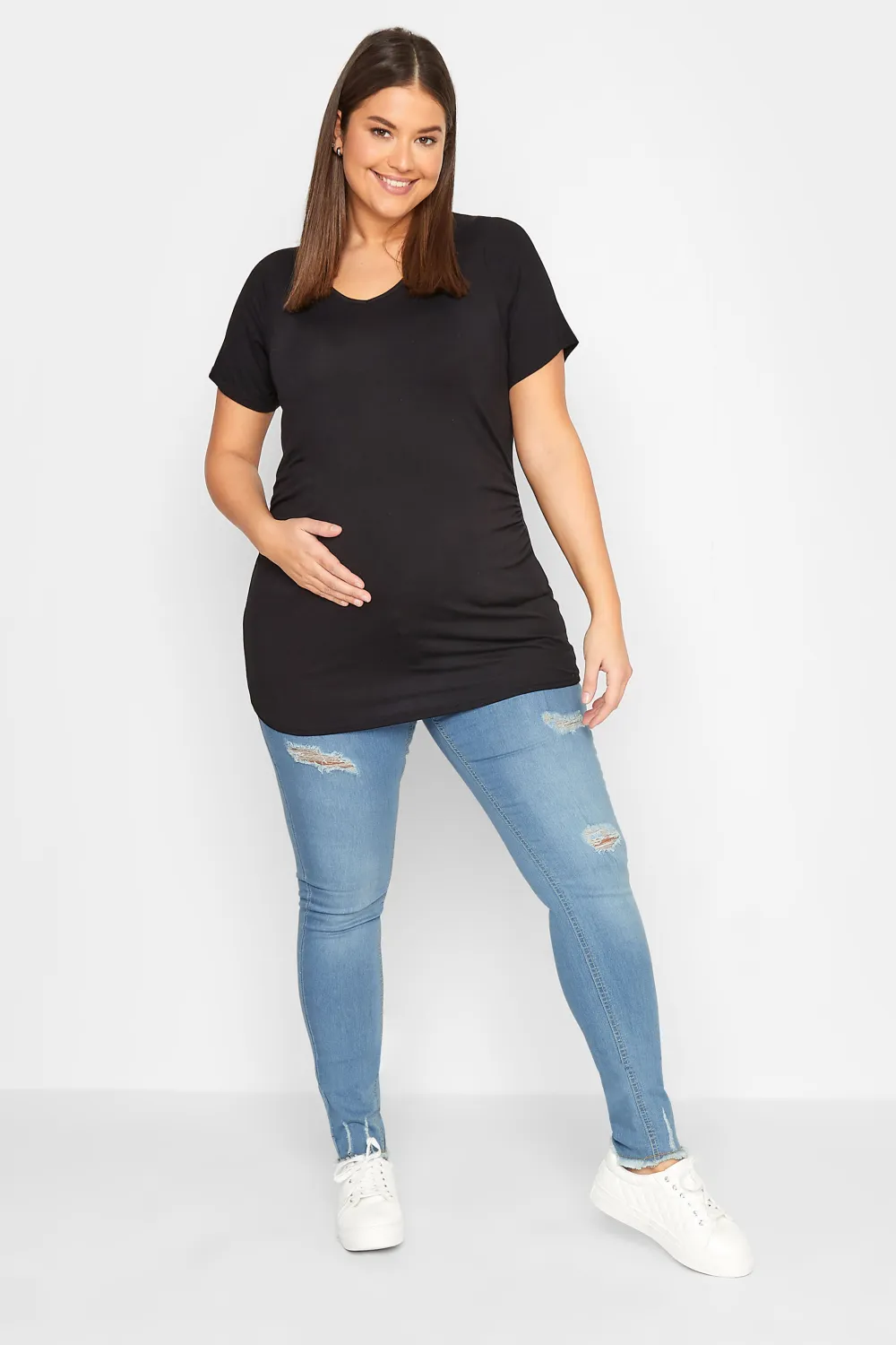 LTS Tall Maternity Blue Distressed AVA Stretch Skinny Jeans