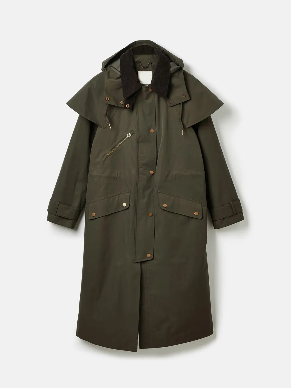 Khaki Green Waterproof Longline Coat