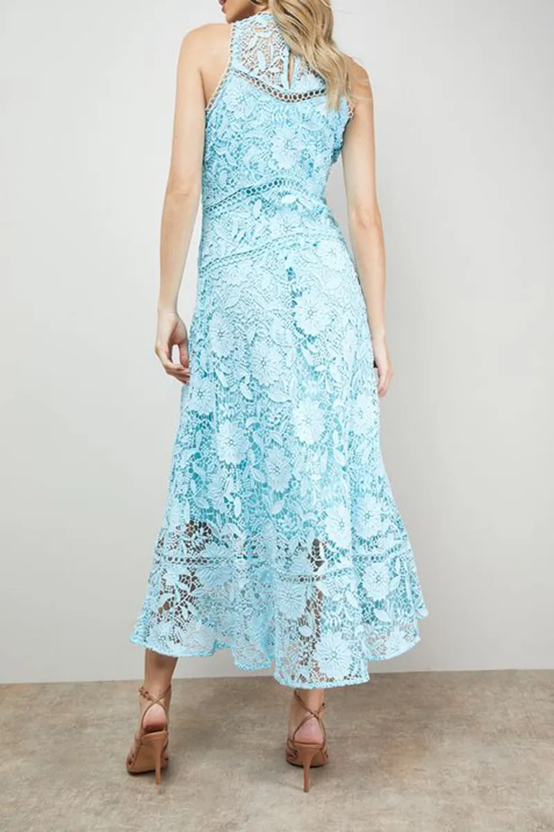 Casual Style High Neck Midi Dress