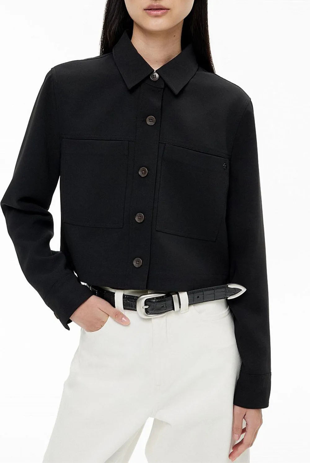 Simple And Fashionable Black Button-Down Shirt