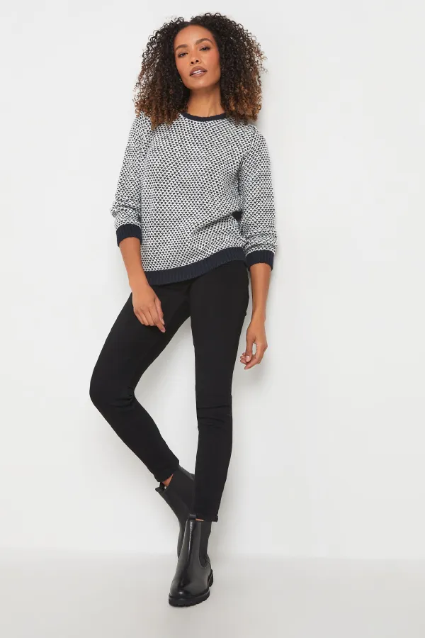 M&Co Navy & Ecru Textured Chunky Knit Jumper