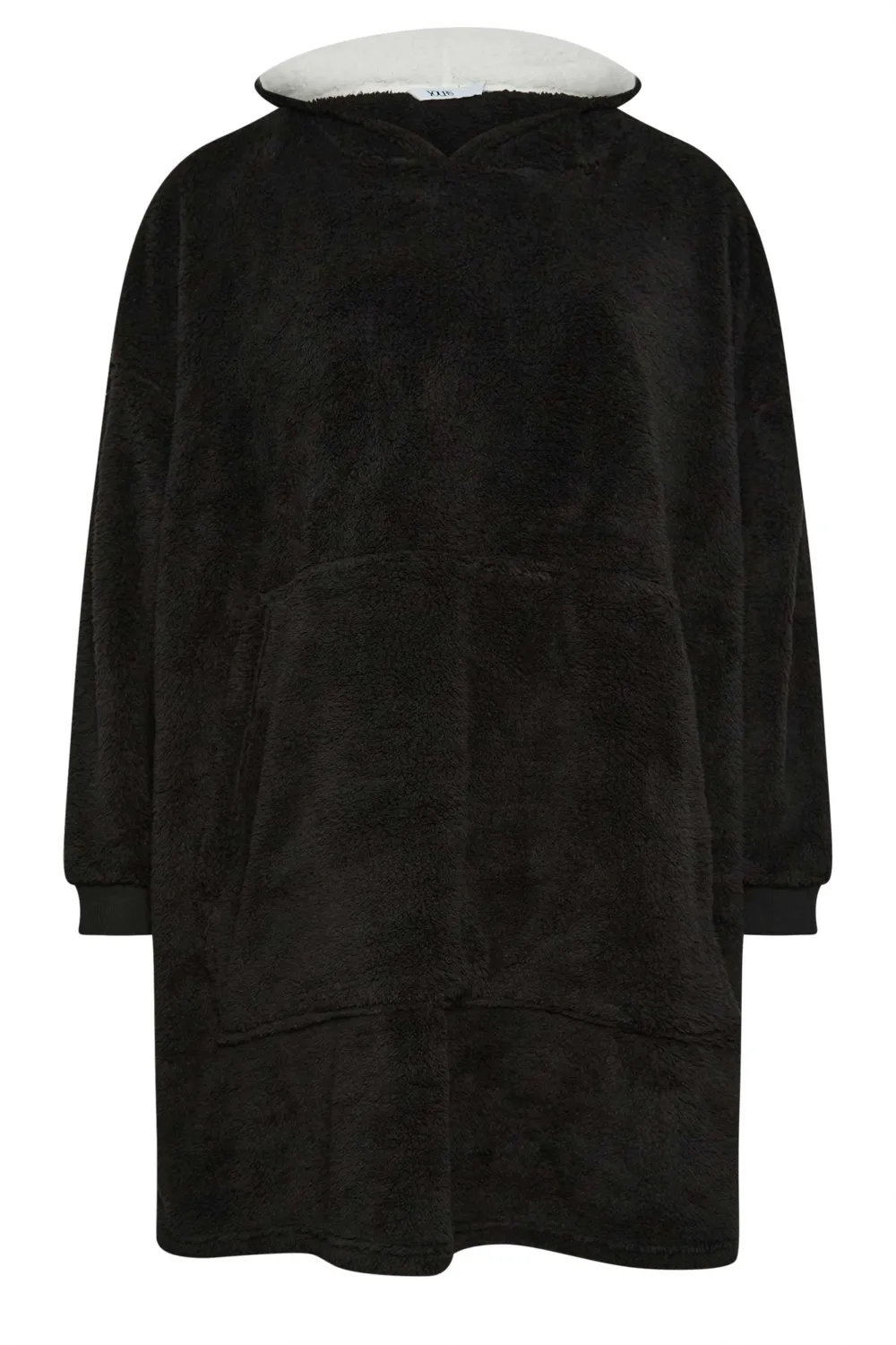 YOURS Curve Black Pocket Snuggle Hoodie