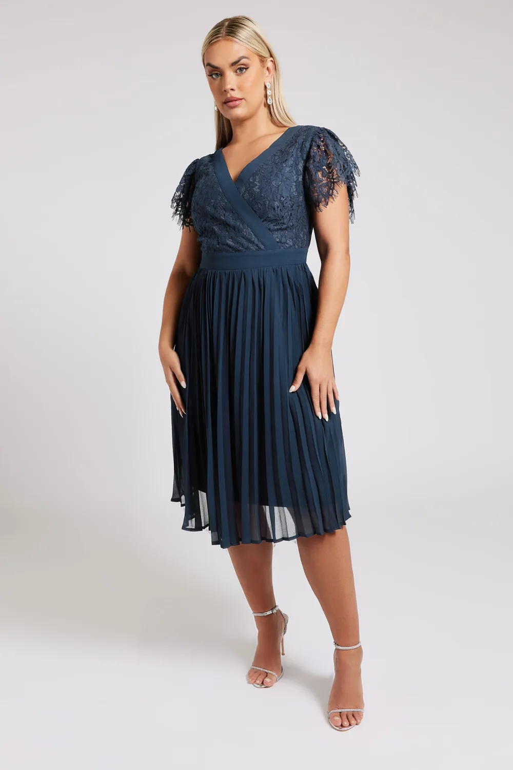 YOURS LONDON Curve Emerald Green Lace Wrap Midi Dress