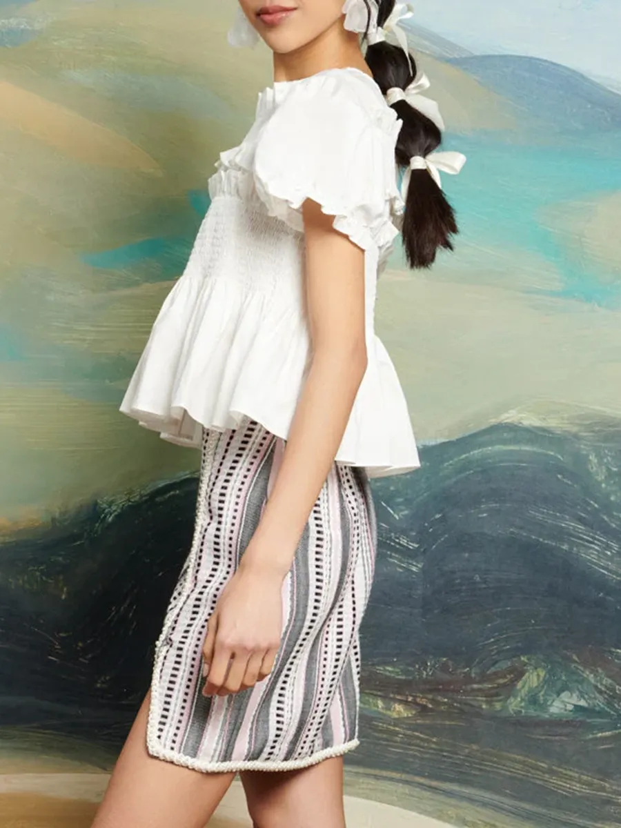 Lounge Free Wearing Style Ruffle Top