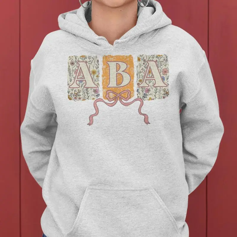 Retro Floral Aba Coquette Bow Applied Behavior Analysis Women Hoodie