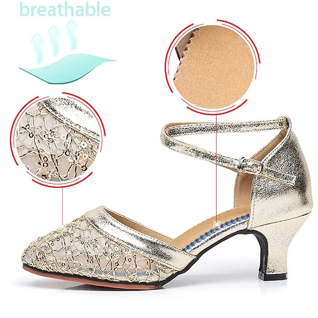 Women's Heels Wedding Shoes Sandals Sexy Shoes Stilettos Comfort Shoes Outdoor Daily Summer Sequin Low Heel Pointed Toe Fashion Elegant Sexy Mesh Cross Strap Solid Color Black 5.5cm Black 3.5cm Blue