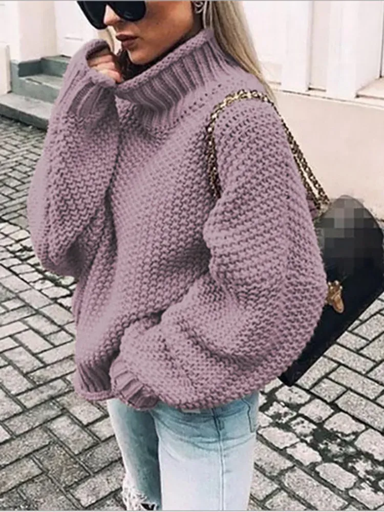 Fashion High Neck Loose Knit