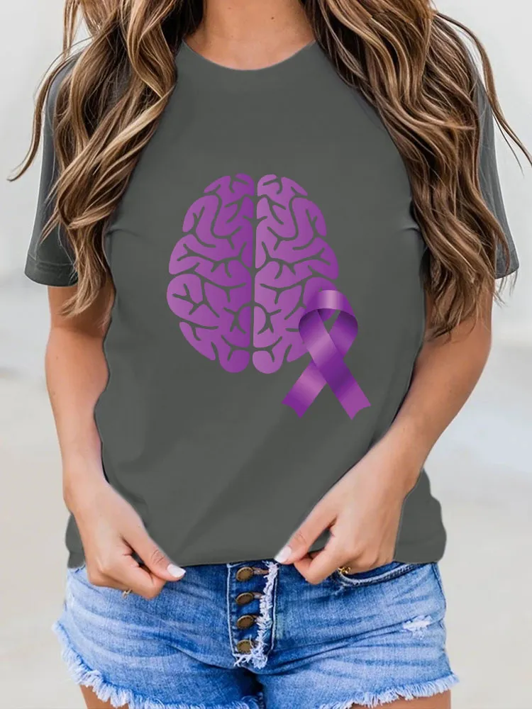 Women's I Wear Purple For My Dad Alzheimer's Awareness Tee