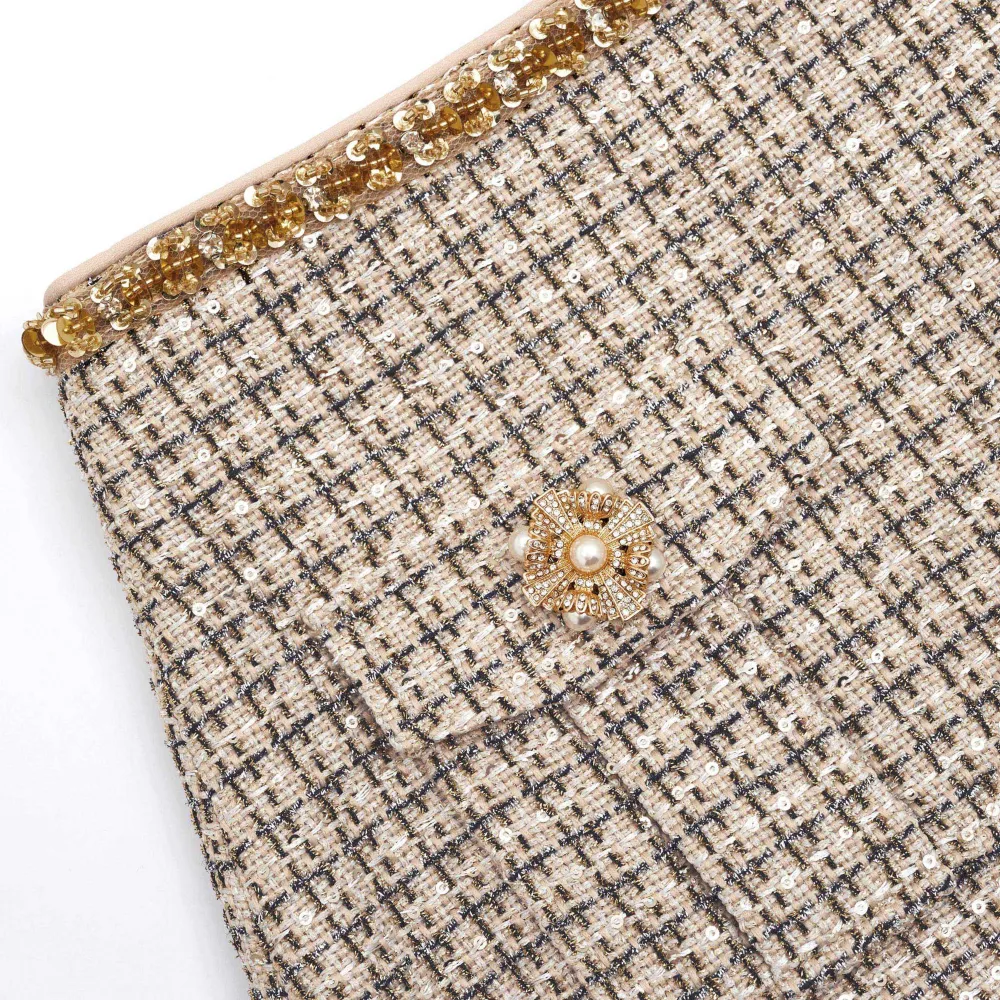 Gold Boucle Midi Skirt