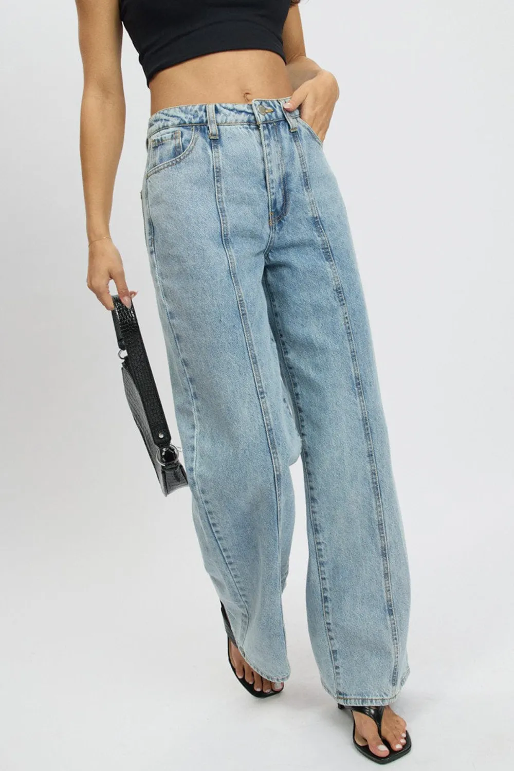 Denim Wide Leg Jean Mid Rise