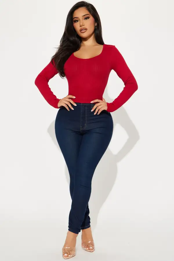 Emelia Ribbed Top - DarkRed
