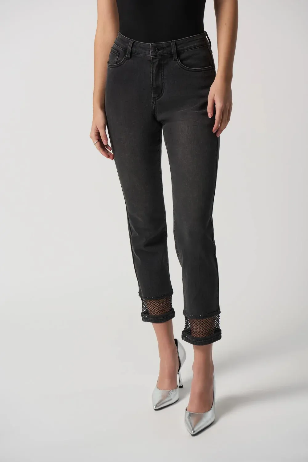 Black Distressed Ankle Jeans