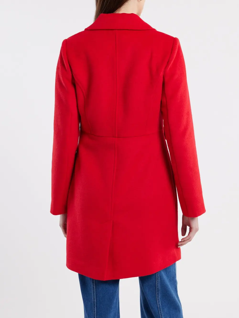 Red Casual Wool Blend Coats