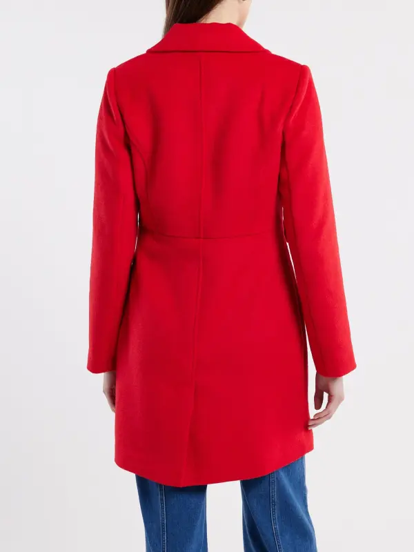 Red Casual Wool Blend Coats