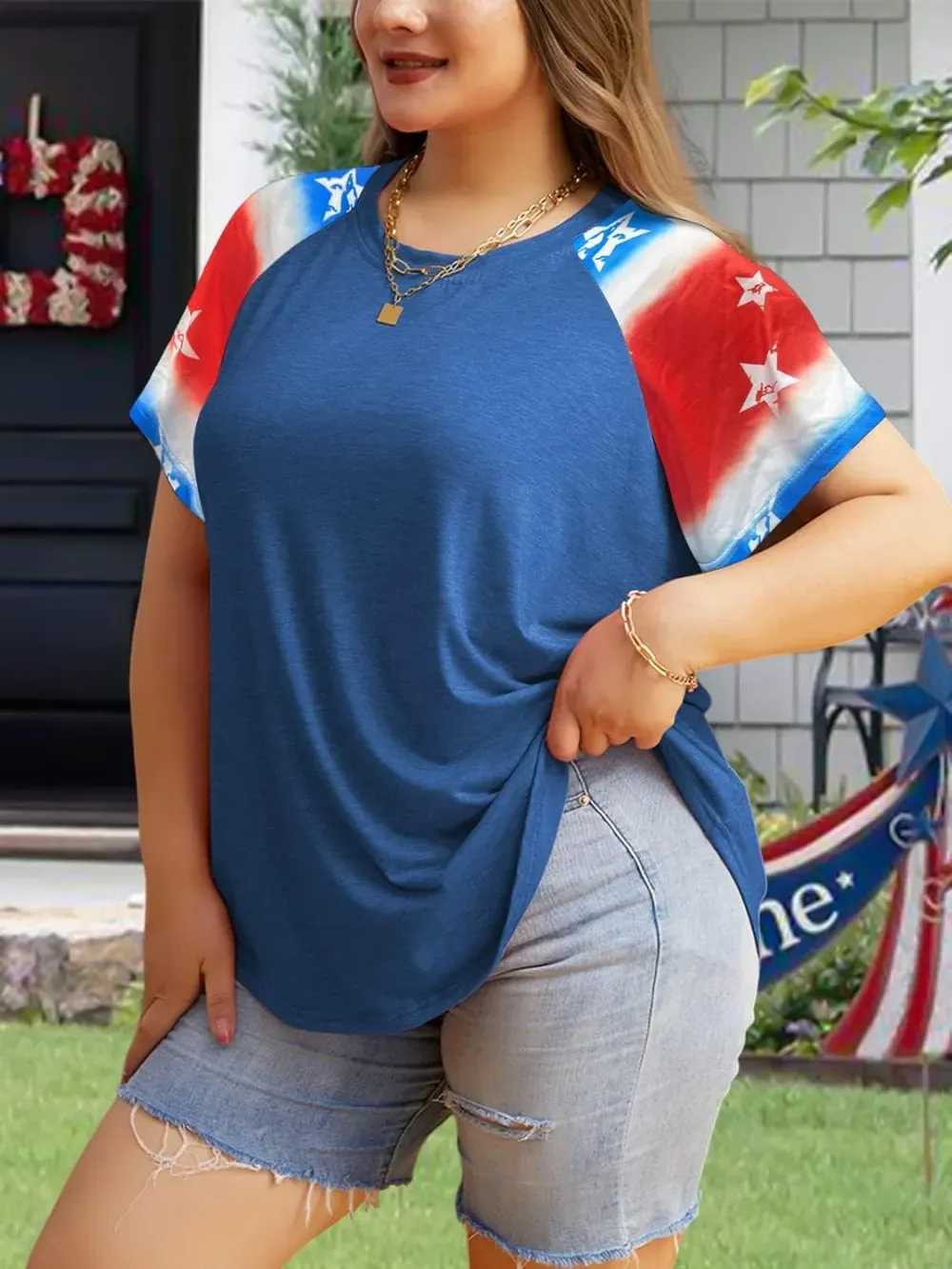 HDLTE Womens Plus Size Tops Floral Bell Sleeves Blouses Summer Crewneck Tunic Loose Casual T Shirts