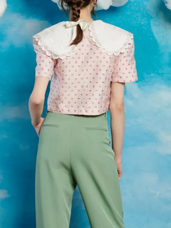 Easy Casual Wear Jacquard Bow Top