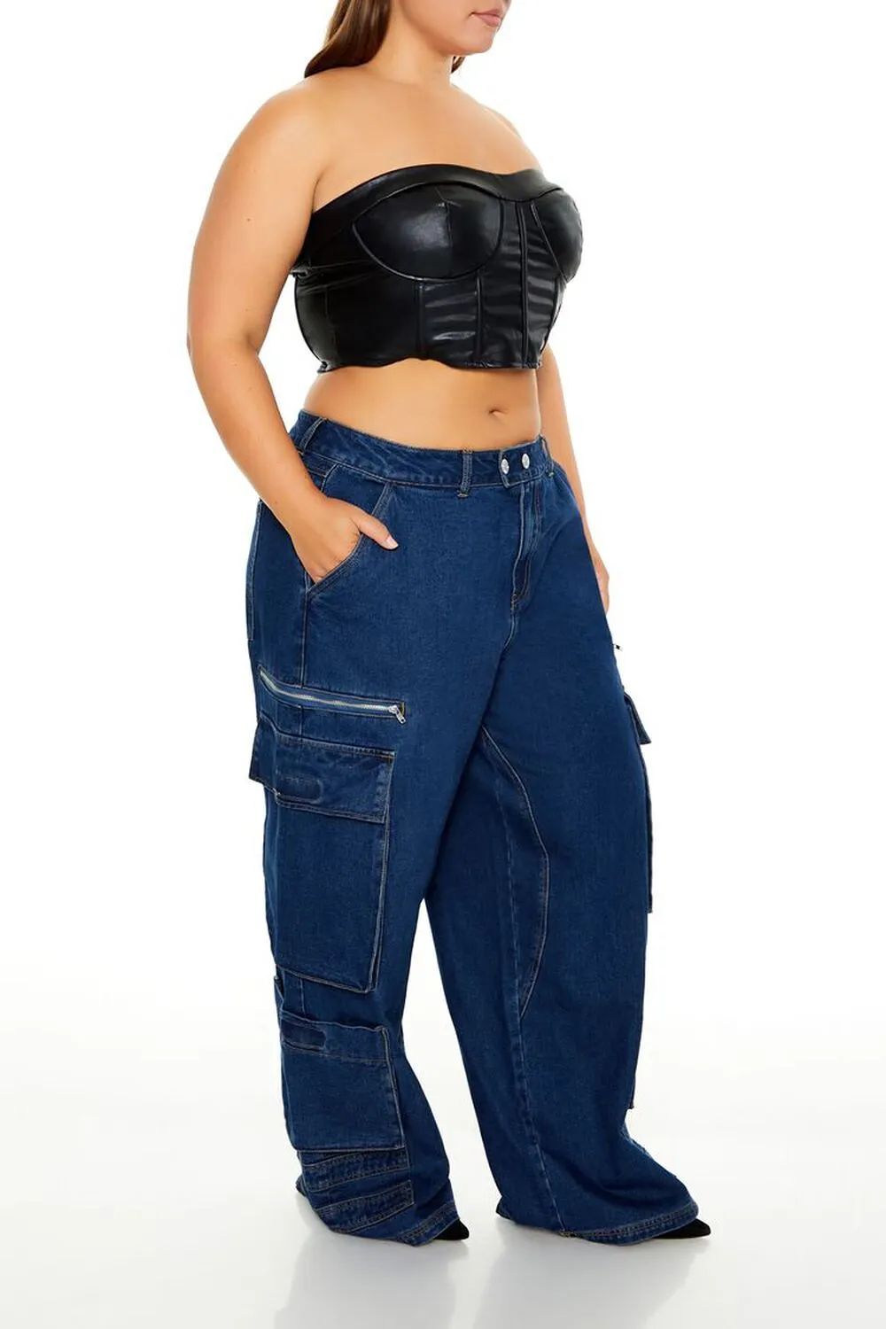 Plus Size Mid-Rise Cargo Jeans