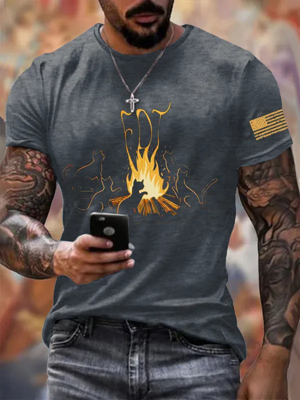 Men'S T-Shirt Men'S Cat FDT Print Casual T-Shirt