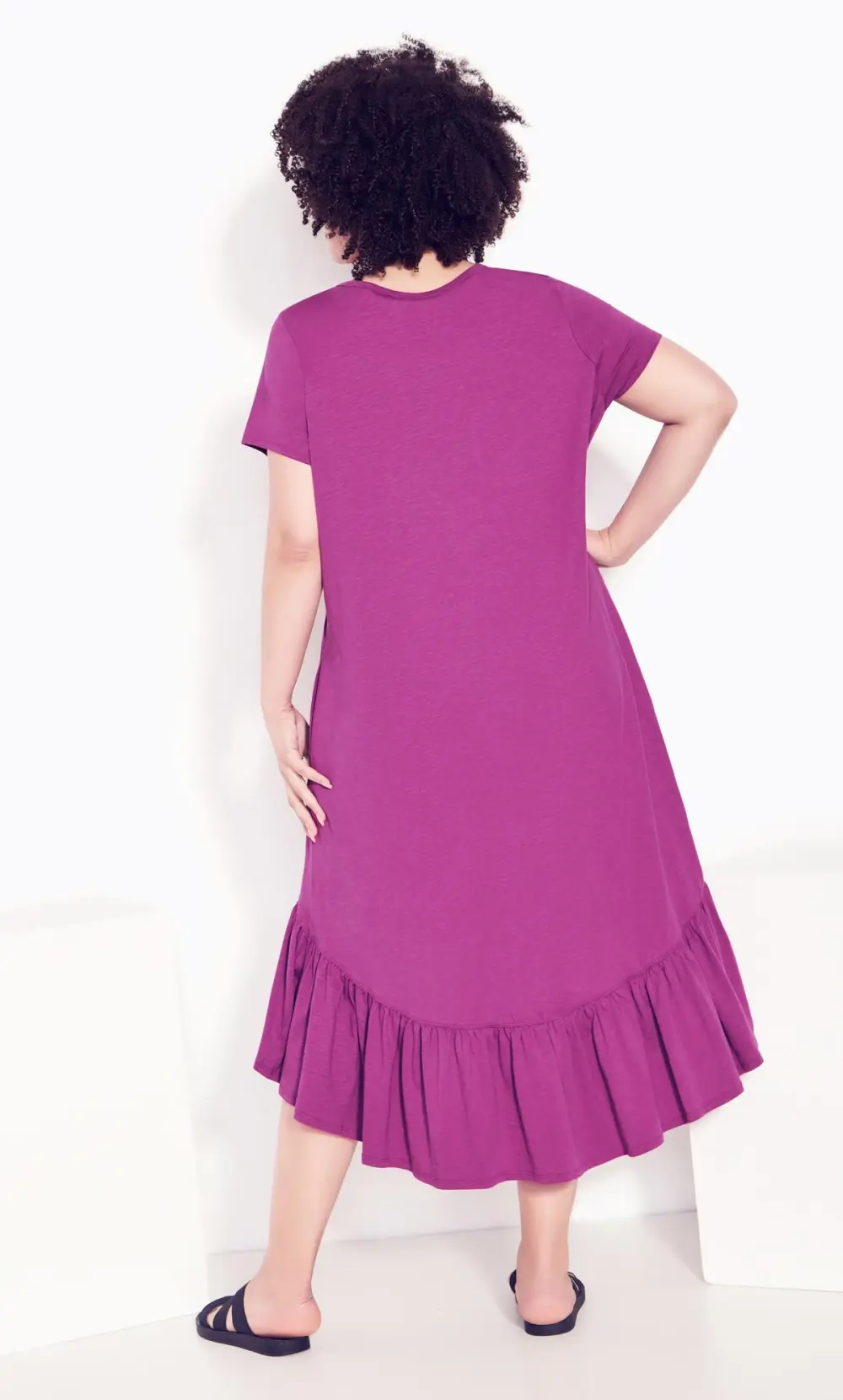 Evans Pink Ruffle Drape Pocket Tunic Dress