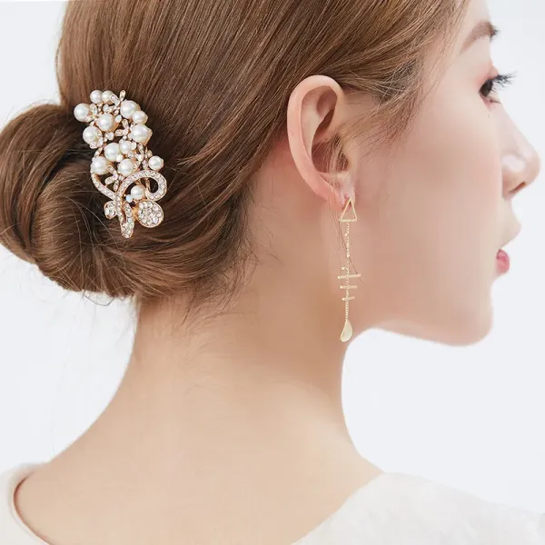 Alloy hair accessories ball head comb bow pearl hair comb