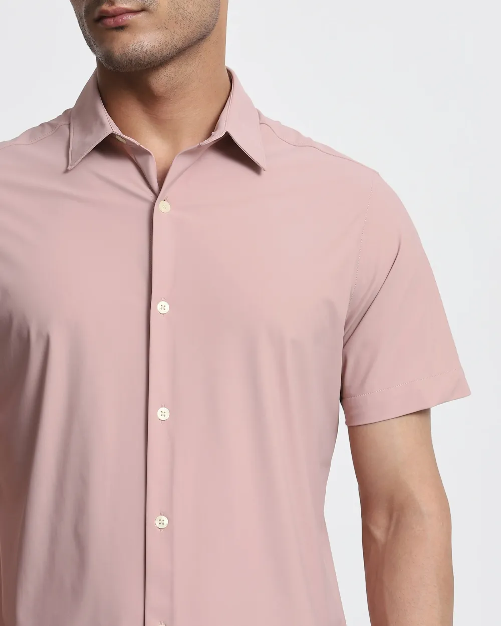 Leisure Simple Slim-Fit Breathable Pink Shirt