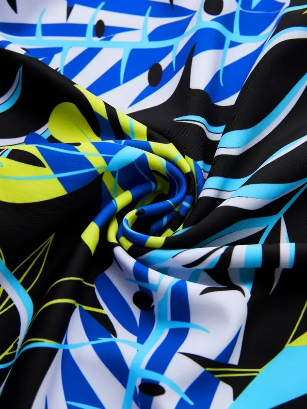 Vacation Floral Printing Scoop Neck Tankinis Two-Piece Set