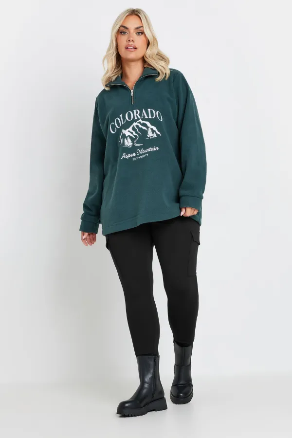 YOURS Curve Khaki Green Cargo Pocket Leggings