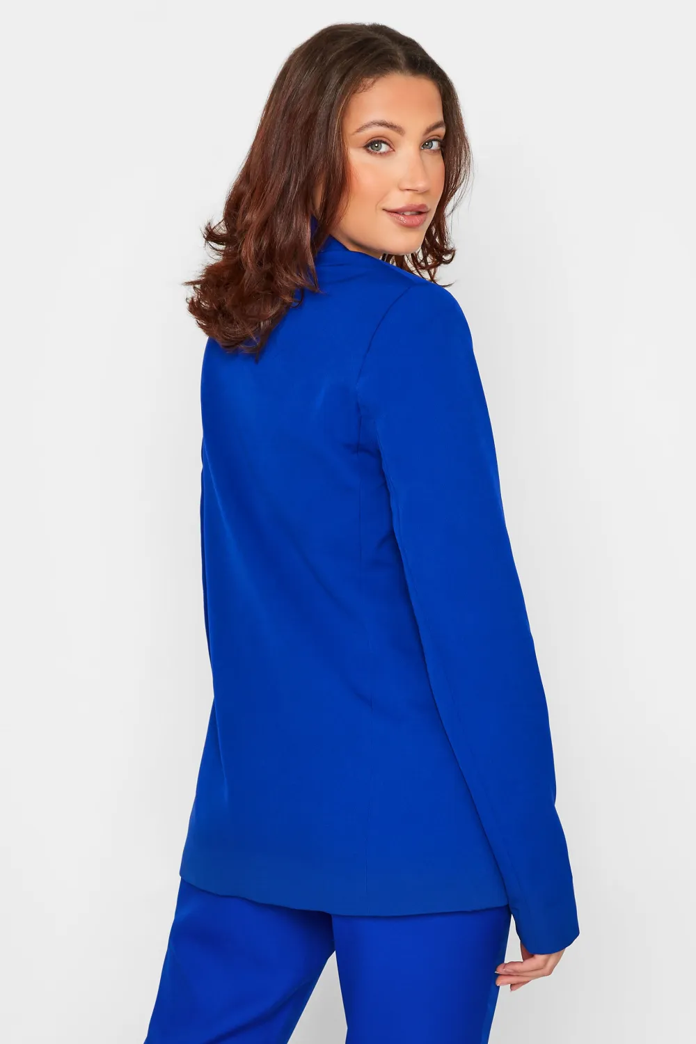 LTS Tall Cobalt Blue Scuba Crepe Tailored Blazer