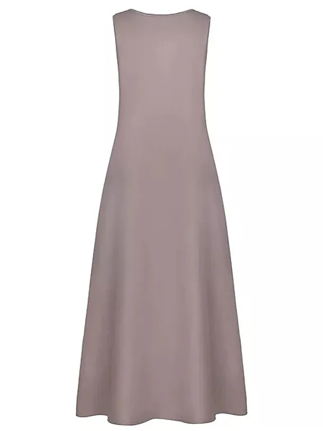 Women's Casual Dress Boho Dress Long Dress Maxi Dress Blue Khaki Red Sleeveless Graphic Print Fall Spring Summer Crew Neck Fashion Daily Vacation Summer Dress 2023 S M L XL XXL 3XL 4XL 5XL