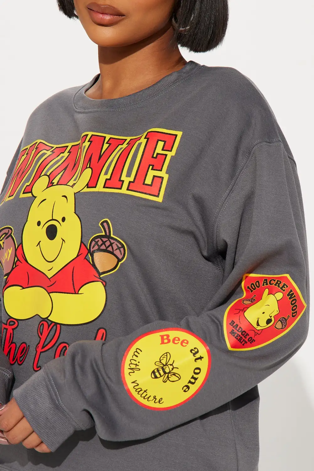 Winnie The Pooh Crew Neck Sweatshirt - Charcoal