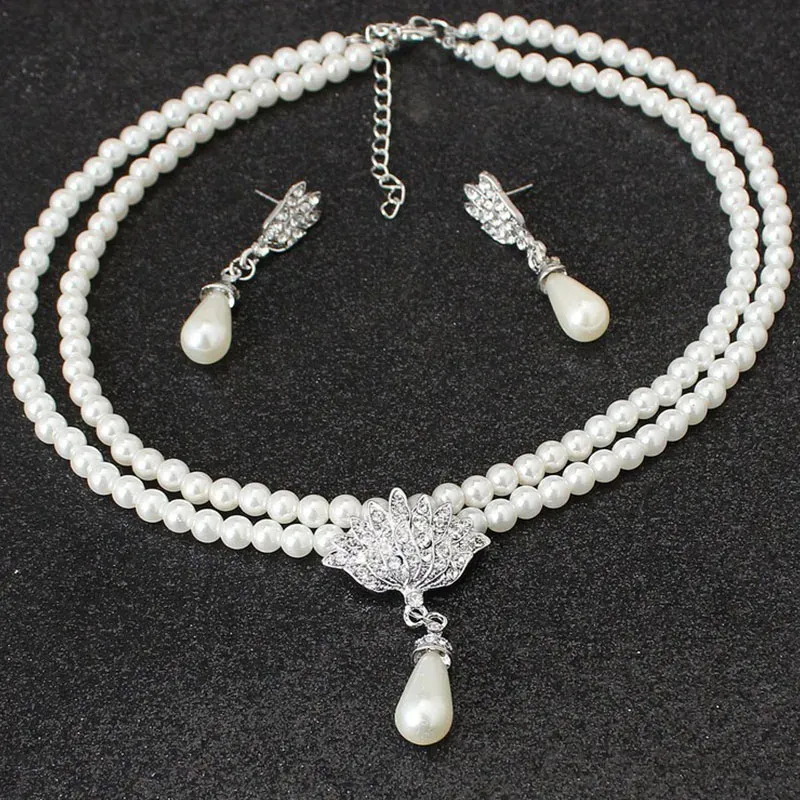 Pearl necklace alloy temperament wedding set