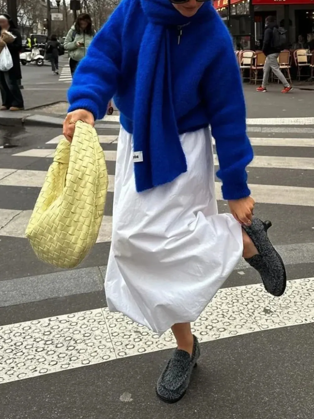 Casual Style Crew Neck Sweater Eletric Blue